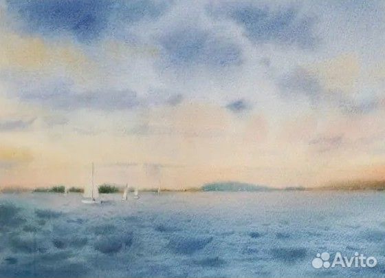 Картины акварель море