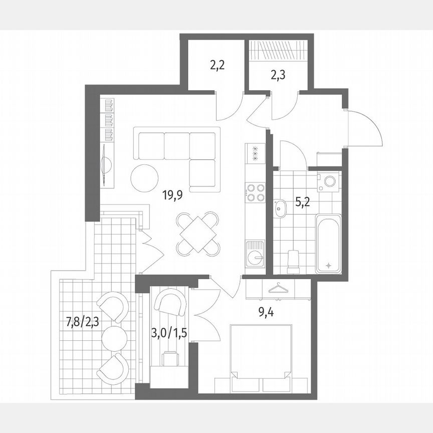 1-к. квартира, 47,1 м², 2/8 эт.