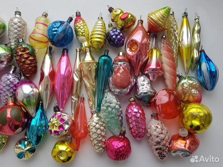 Елочные новогодние игрушки. Стекло СССР. 50 штук