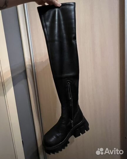 Ботфорты Экокожа на массивной подошве