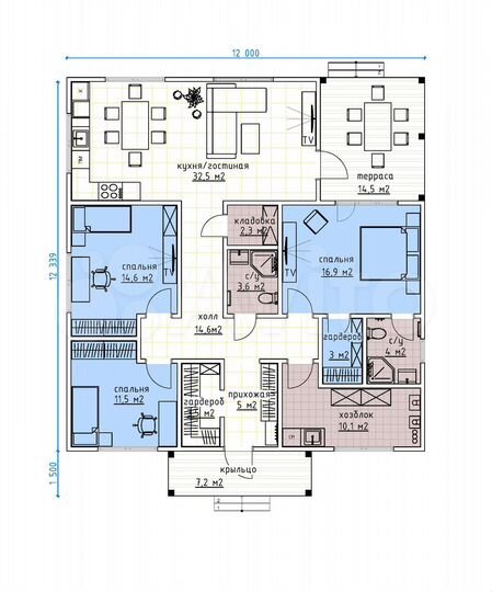 Дом 140 м² на участке 6 сот.