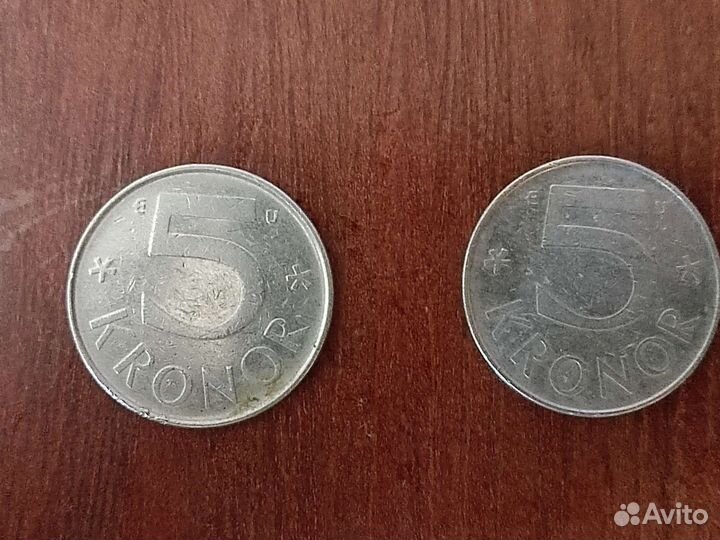 Монеты Швеция 5 крон 1985год