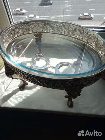 Подставка с блюдом жаропрочной стекло под горячее