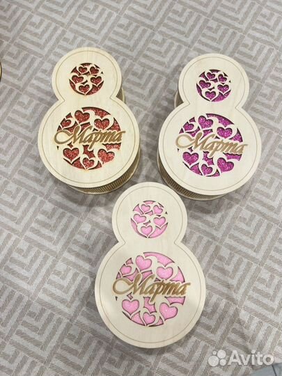 Деревянные подарочные коробки подарки на 8 марта