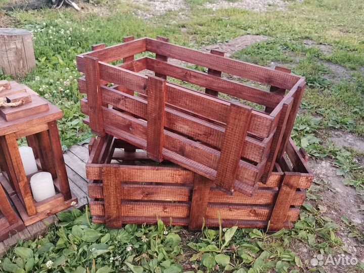 Набор декоративных фонарей из дерева