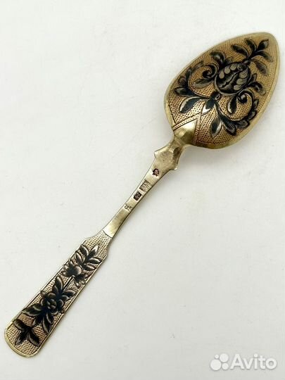 Ложка десертная серебро 84 проба 1833 г. чернь