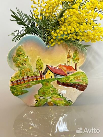 Ваза настенная ручная роспись винтаж Италия