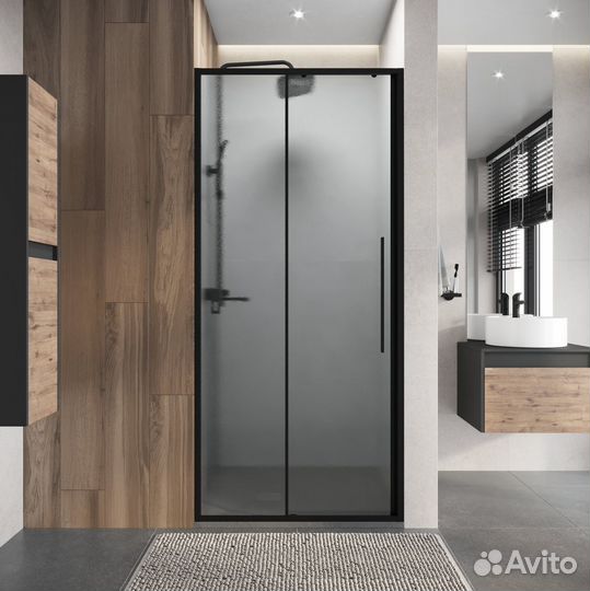 Душевая дверь Niagara Nova 120 NG-84-L12CHB профиль черный матовый/стекло шиншилла