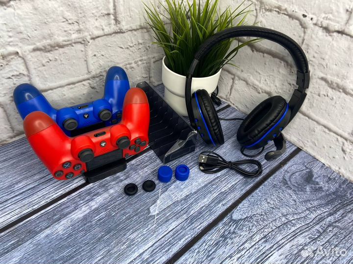 Наушники, док станция для геймпадов PS4 набор 5в1