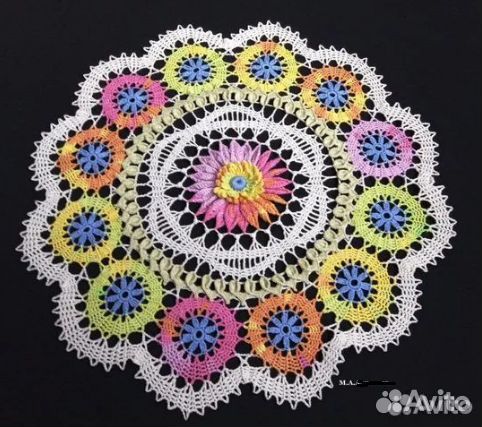 Салфетка крючком кружево брюгге (ручная работа)