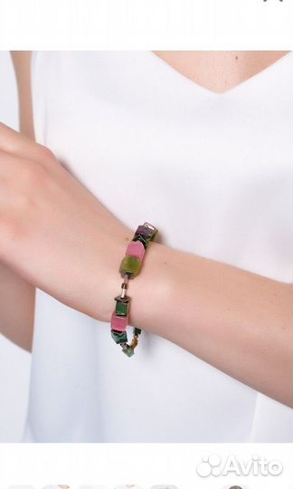 Браслет с нефритом, кошачьим глазом, гематитом