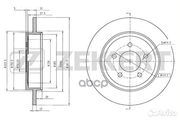 Диск торм. задн. Mazda Tribute 00- Ford Maveri