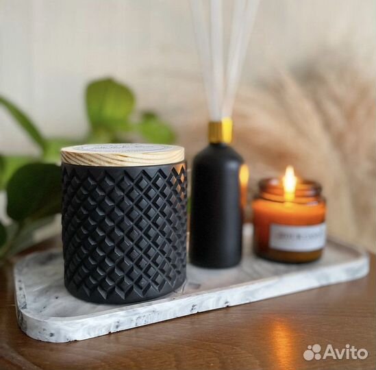 Свечи восковые ароматические и декор из гипса