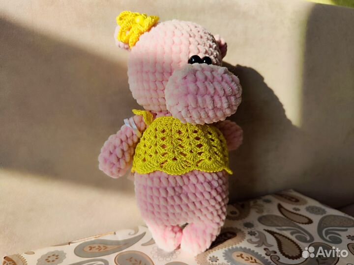 Мягкая игрушка ручной работы Бегемотик