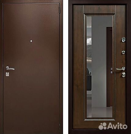 Теплые входные двери с зеркалом. Установка Оруб