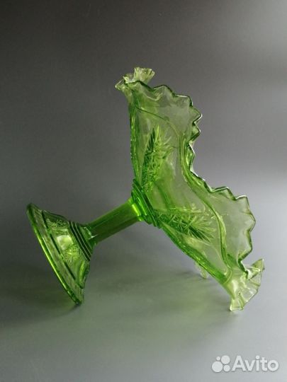 Фруктовница Ваза Зелёное стекло Царская