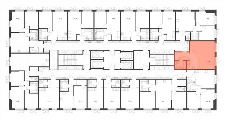 1-к. квартира, 42,3 м², 24/33 эт.