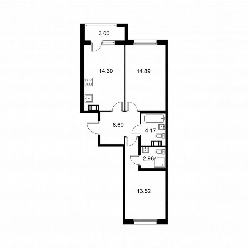 2-к. квартира, 58,2 м², 8/9 эт.