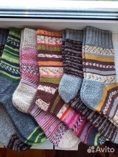 Носки ручной вязки шерстяные
