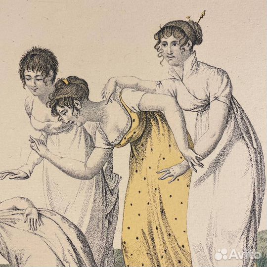 Антикварный эстамп «Сцена N 12. Тепло рук»