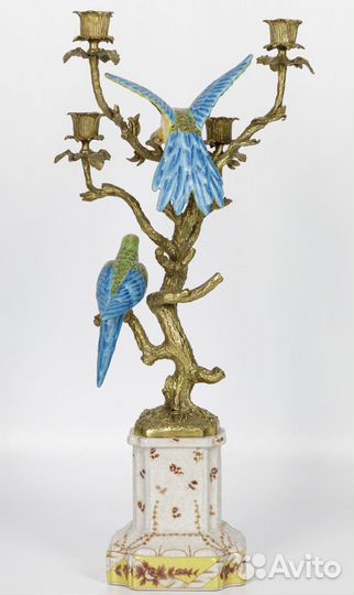 Подсвечник фарфор, бронза белый Glasar