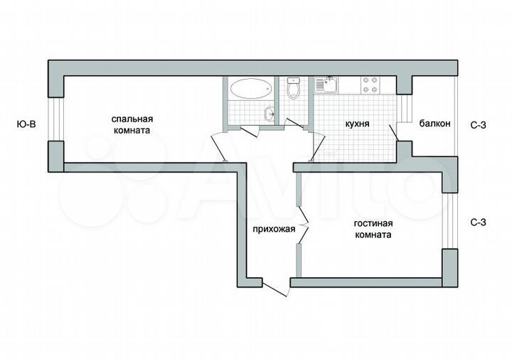 2-к. квартира, 49,1 м², 5/5 эт.