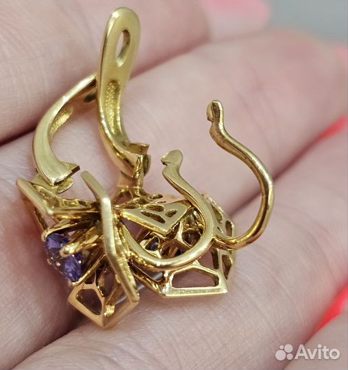 Серьги с танзанитами 750 пробы