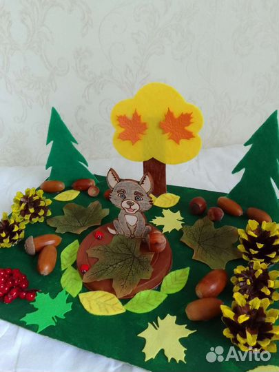 Осенняя поделка волк лес шишки в садик школу