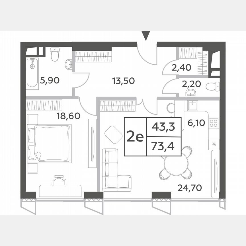 1-к. квартира, 75 м², 33/54 эт.
