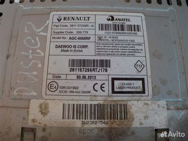 Магнитола Renault Duster K4MA606 2012