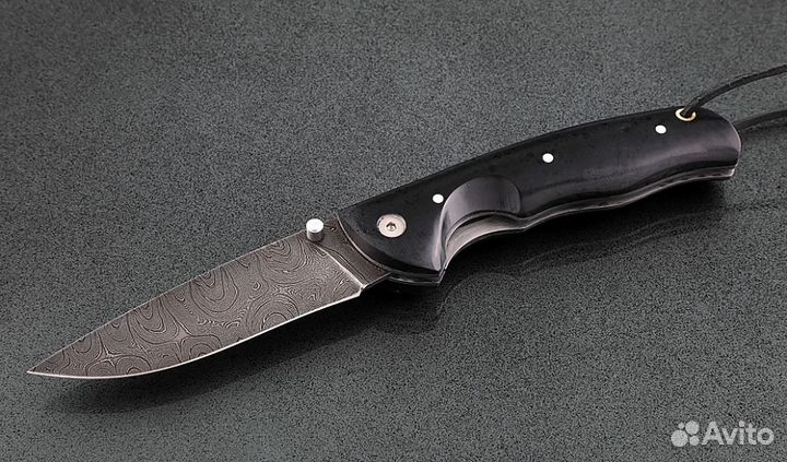 Складной нож Акула, сталь дамаск, рукоять накладки