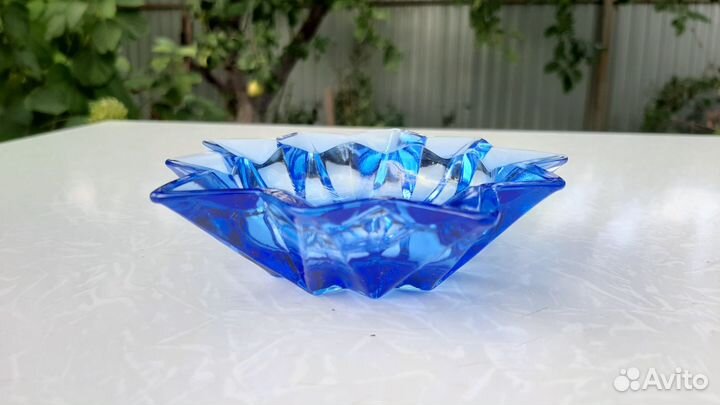 Пепельница Синее Стекло гхз СССР
