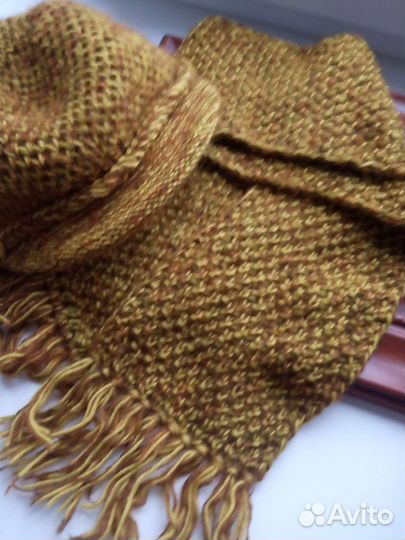 Шапка кепка с шарфом женская