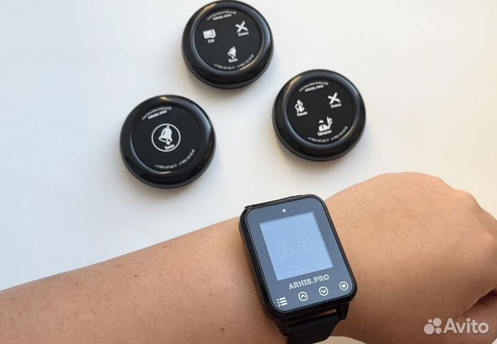 Кнопка вызова официанта комплект с часами пейджер