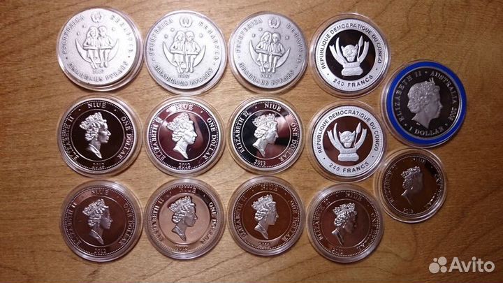 Серебряные монеты Беларусь, Австралия, Ниуэ, Конго