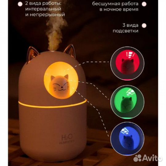 Увлажнитель Воздуха Humidifier H2O LED с Кошечкой