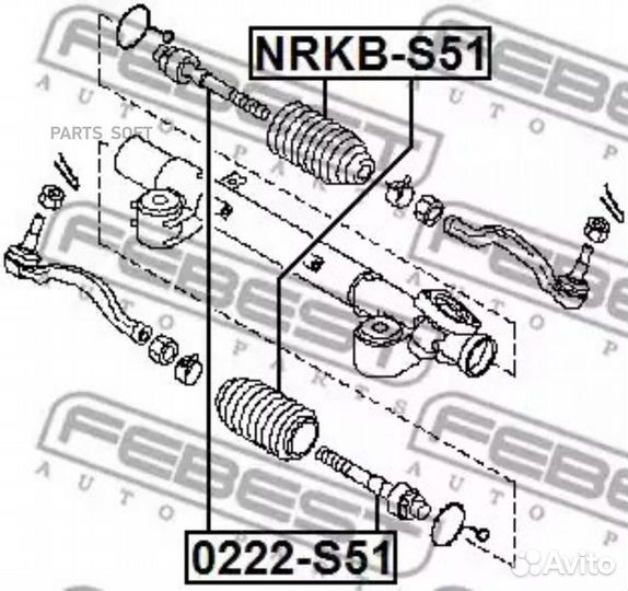 Febest nrkb-S51 пыльник рулевой рейки nissan muran