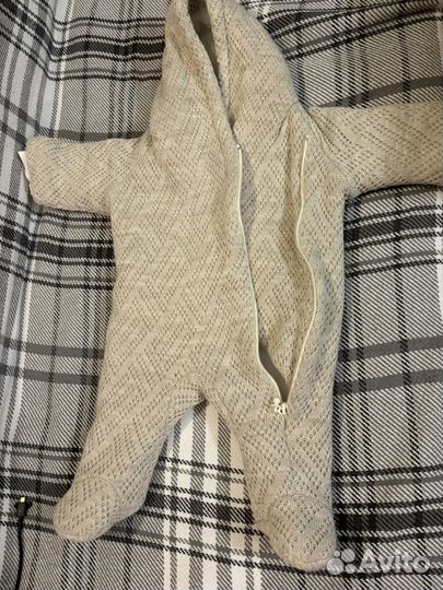 Вязаный комбинезон утепленный 68, на выписку