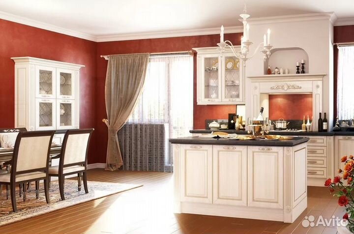 Кухня на заказ, с островом, прямая, угловая