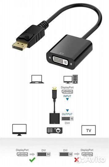 Переходник hdmi vga, DisplayPort-DVI-I, DP-VGA