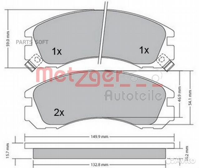 Metzger 1170135 Колодки с накладками в сборе для дисковых тормозов