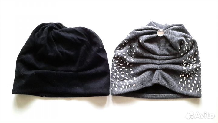 Шапочки трикотажные со стразами, на подкладке