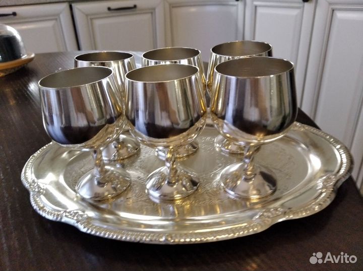 Рюмки на подносе(набор) серебрение
