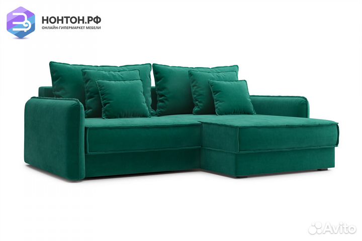 Диван угловой тик-так Антей изумрудный