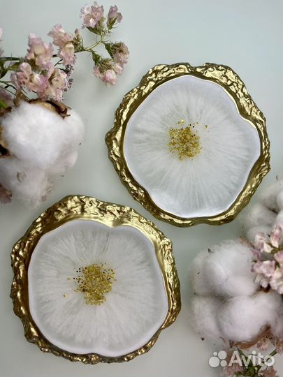 Поднос и подстаканники из эпоксидной смолы