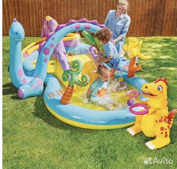 Бассейн надувной центр Динозавр, Динолэнд с горкой