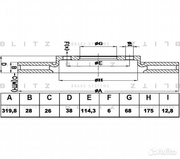 Диск тормозной передний вентилируемый