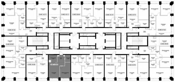 1-к. квартира, 43,4 м², 37/55 эт.
