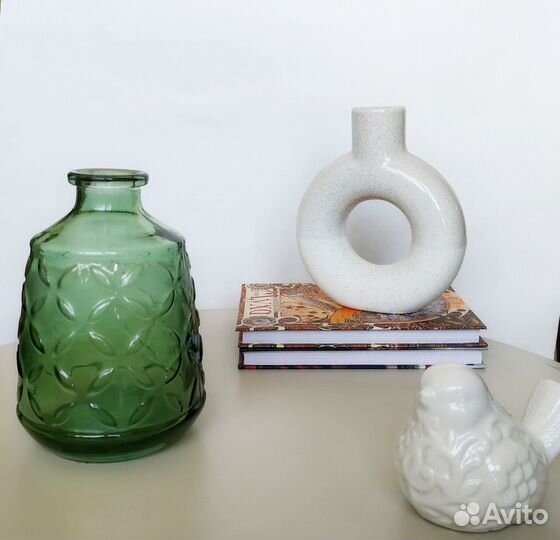 Ваза зеленое стекло