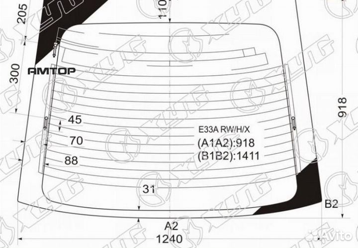 XYG E33A RW/H/X Стекло заднее с обогревом mitsubis